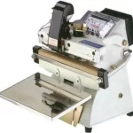 Automatic hands free impulse sealer with double line hot leaf printer.