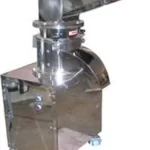 Machine is made of stainless steel according to GMP standard, and the material is fed into grinding chamber through a hopper, ground by simultaneous cutting and impact of both fixed and movable knives, and flowed to the exit automatically under the effect of rotating centrifugal force.