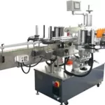 Automatic double side labeler is applicable to square, flat and round bottles in double mark or single mark. Adjustable inclined belt and labeling heads, double press rollers, provide quick change orientation to fit any shape bottles. Siemens PLC. Servo motors, high quality sensors, color touch screen. All stainless Steel construction.